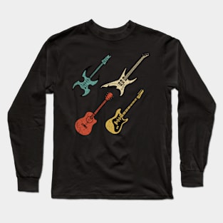 Vintage Electric Guitars T Shirt Distressed Men Women Kids Long Sleeve T-Shirt